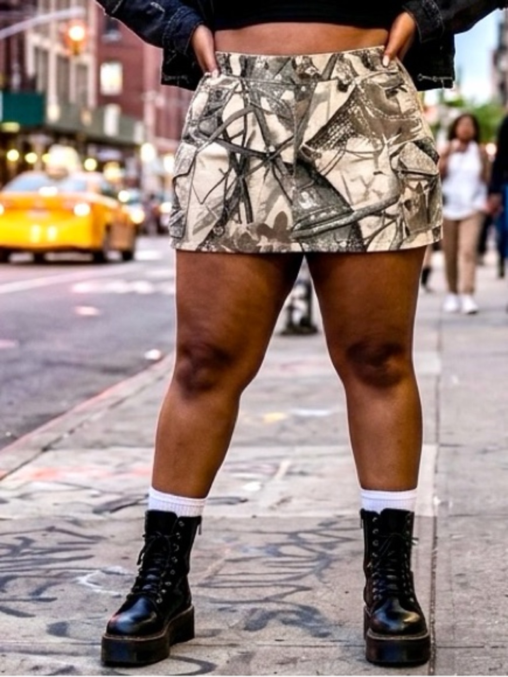 REFRAIN Camo Cargo Utility Mini Skirt. Streetwear Indie Sleaze Y2K Grunge Gorp